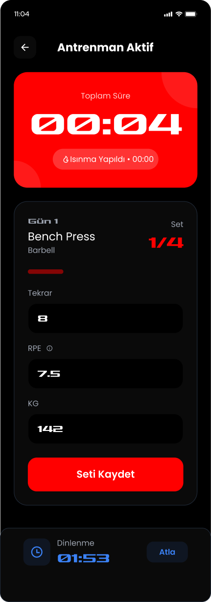 Antrenman Takip ekranı